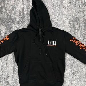 AMIRI Bones logo print Men’s hoodie in black/Orange Mens Size Large